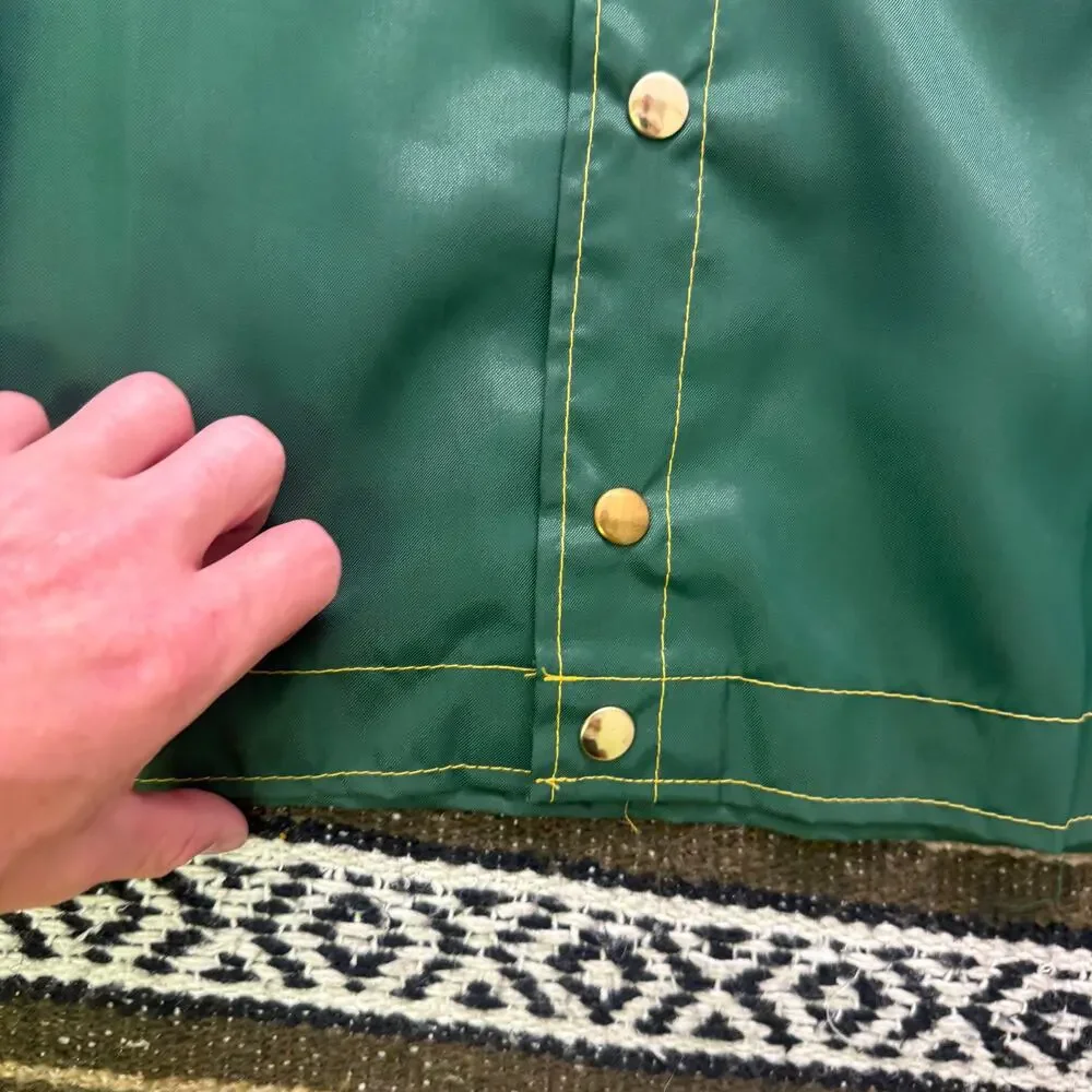 Vintage 80's Swingster Green Dekalb Seed Farmer Shacket Nylon Snap Jacket Sz L